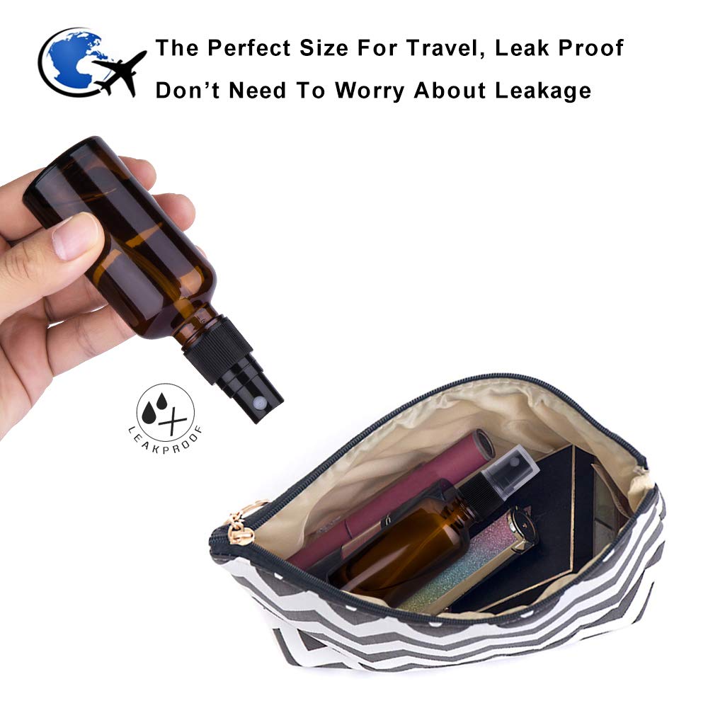 2oz Amber Glass Spray Bottles for Essential Oils, Set of 3