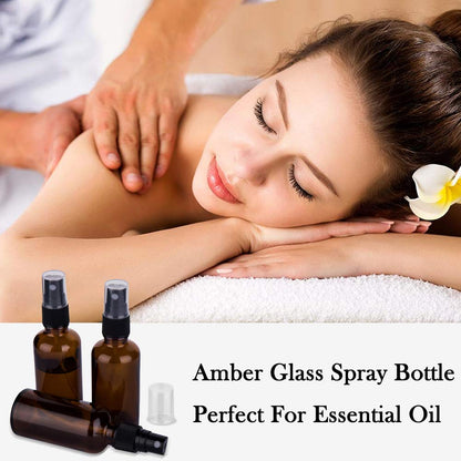2oz Amber Glass Spray Bottles for Essential Oils, Set of 3