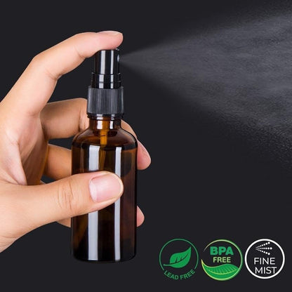 2oz Amber Glass Spray Bottles for Essential Oils, Set of 3