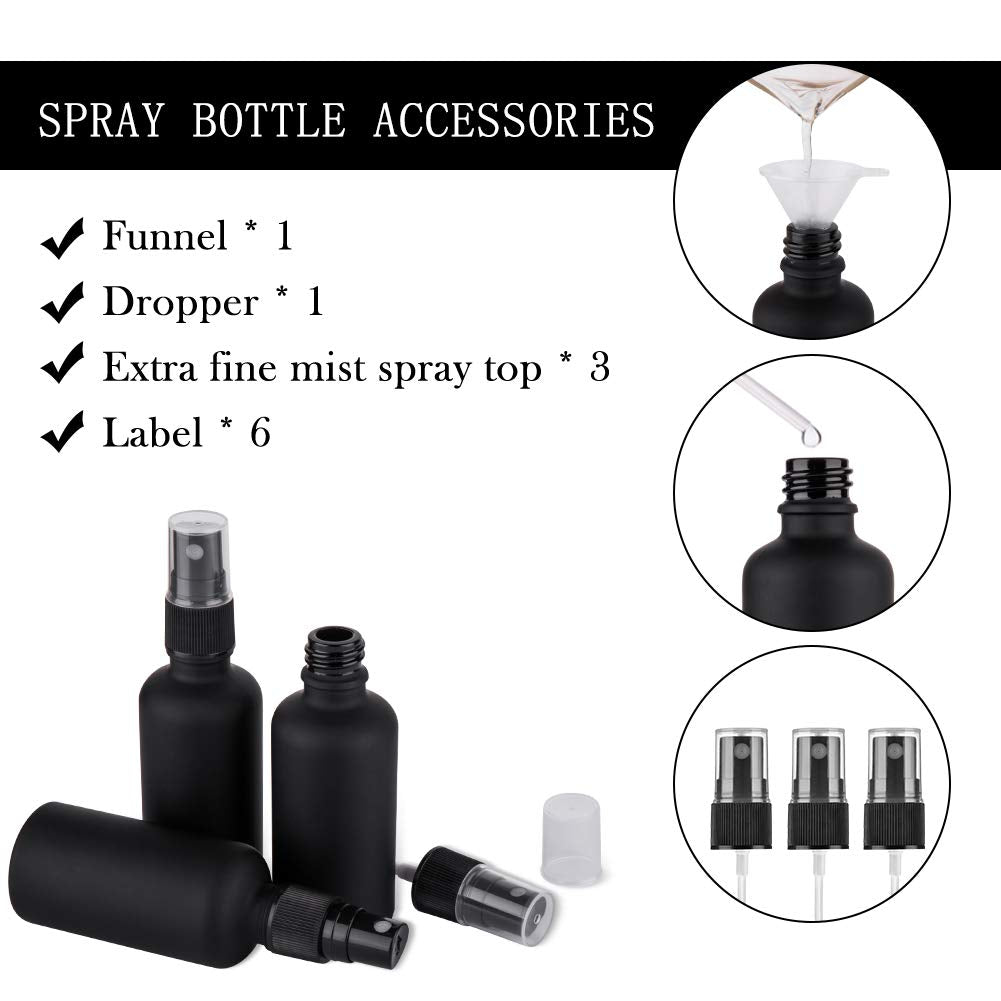 2oz Amber Glass Spray Bottles for Essential Oils, Set of 3