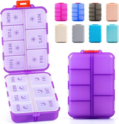 Compact & Foldable Weekly Pill Organizer 2 Time a Day, 7-Day AM PM Pill Box