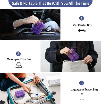 Compact & Foldable Weekly Pill Organizer 2 Time a Day, 7-Day AM PM Pill Box