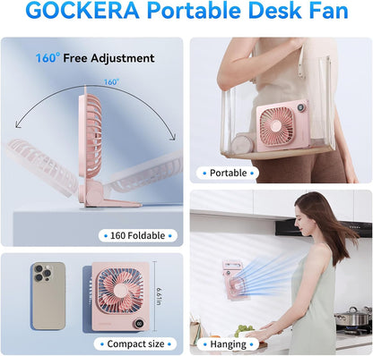 Desk Fan, 6.61''Ultra-thin 5000mAh Battery Powered Fan with Powerful Wind,100 Speeds Adjustable&Digital Display,Timer,Ultra-quiet Small Portable Fan for Bedroom,Office,Travel,Summer Essentials
