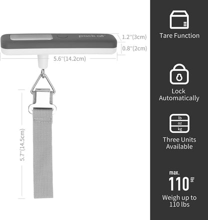 Digital Luggage Scale for Travel, 110Lbs Capacity, 0.1Lb Precision
