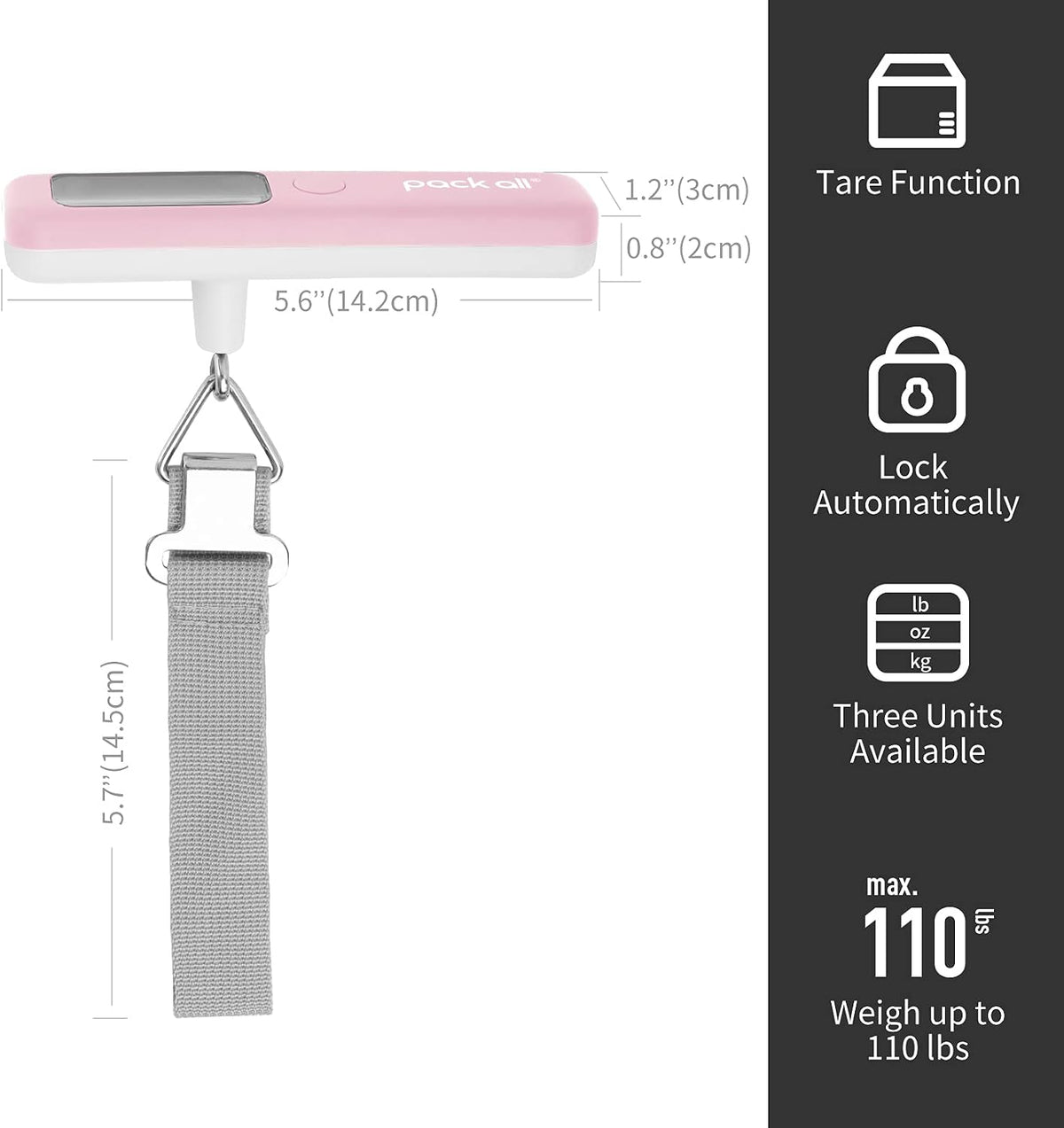 Digital Luggage Scale for Travel, 110Lbs Capacity, 0.1Lb Precision