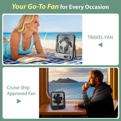 Portable Travel Fan for Cruise Approved, 4000mAh Cruise Essentials 2026 Rechargeable Fan100 Speed Wind Adjustable, Small Travel Essentials for Hotel Beside Sleeping Cruise Ship Must Haves
