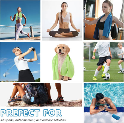 4 Pack Cooling Towels (40"x12"), Microfiber Chilly Towels Soft Breathable Gym Ice Towel for Workout, Yoga, Sport, Silicone Set Travel Sweat Towels Fast Drying Lightweight Cooling Neck Wraps