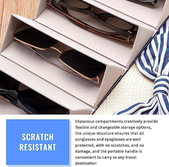 Travel Sunglasses Organizer, Sunglasses Travel Case for Multiple Pairs