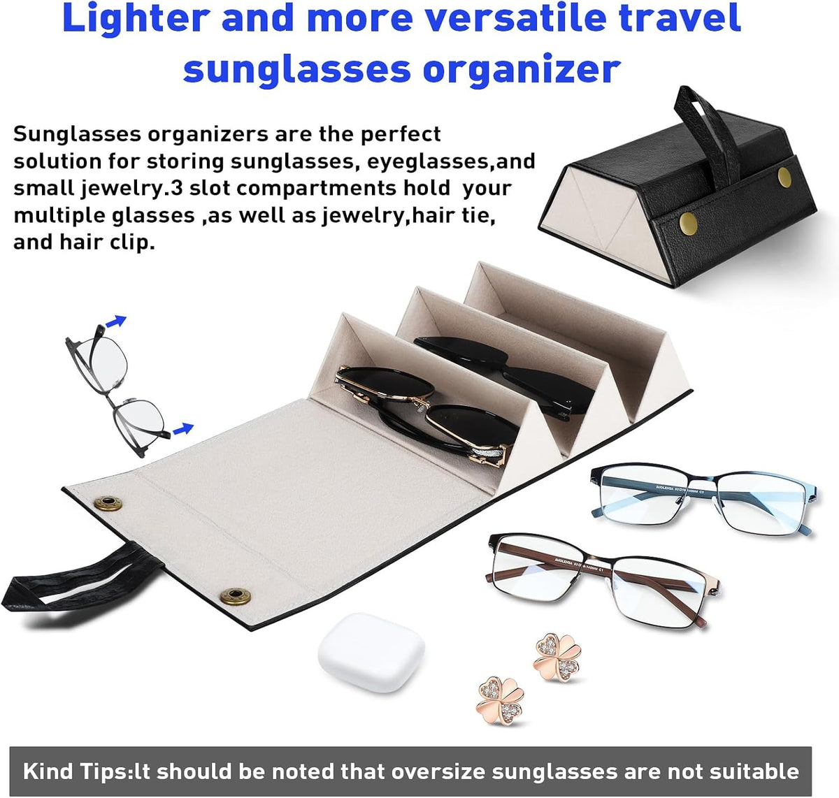 Travel Sunglasses Organizer, Sunglasses Travel Case for Multiple Pairs