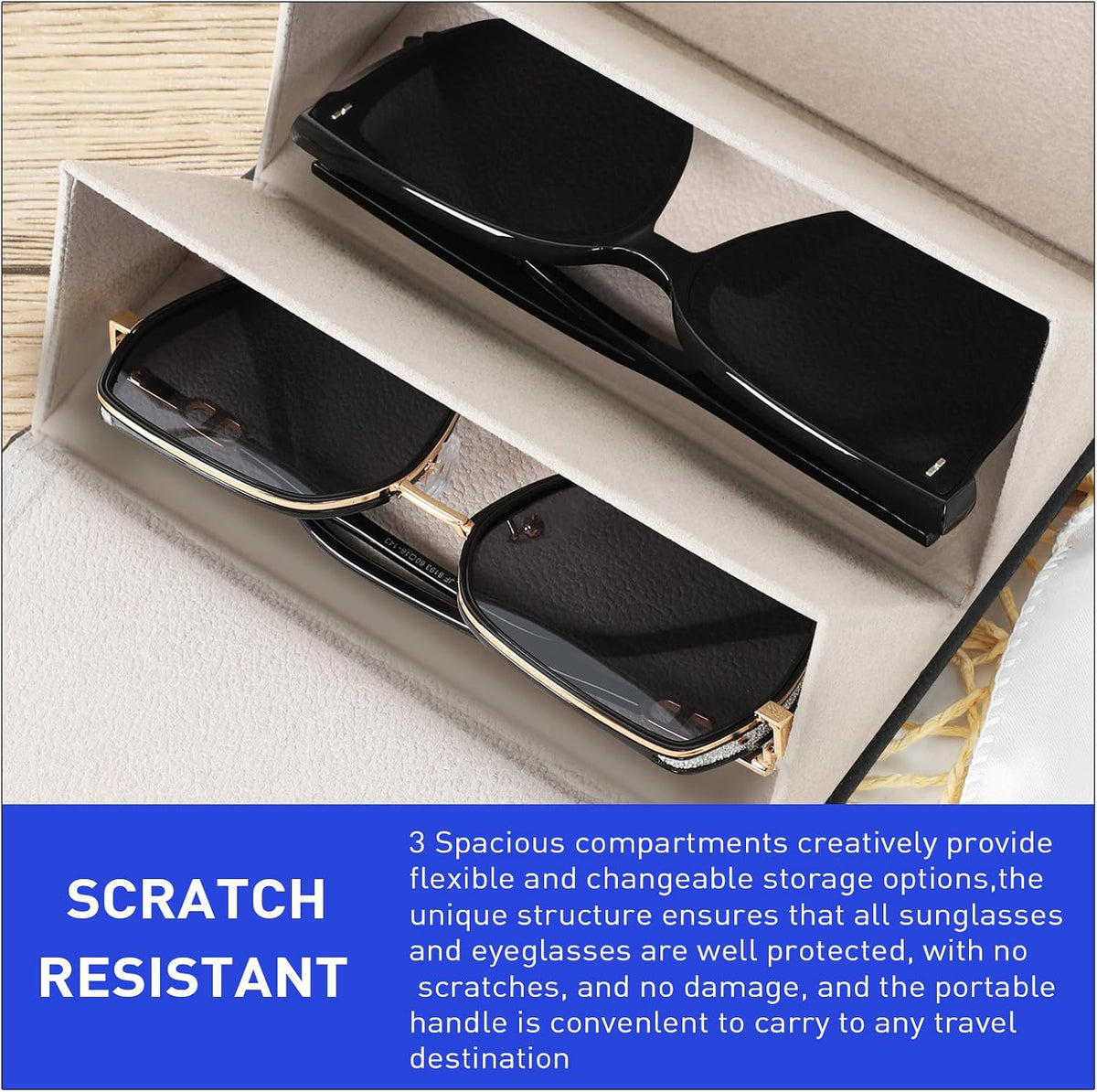 Travel Sunglasses Organizer, Sunglasses Travel Case for Multiple Pairs