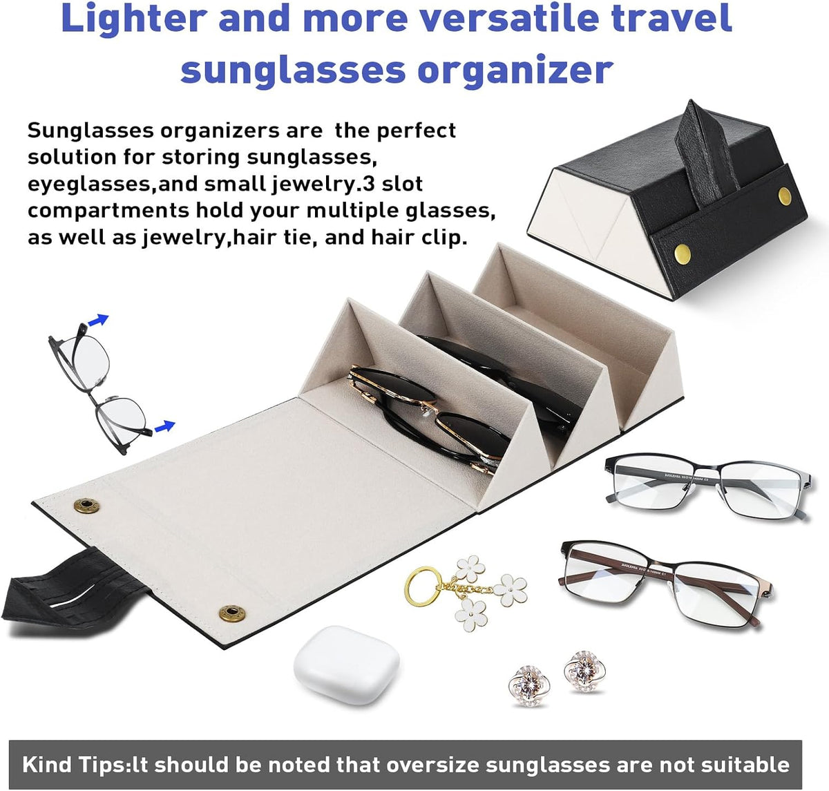 Travel Sunglasses Organizer, Sunglasses Travel Case for Multiple Pairs