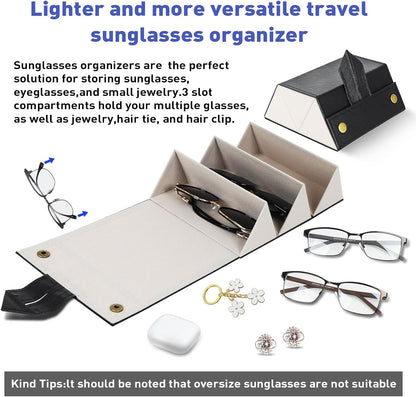 Travel Sunglasses Organizer, Sunglasses Travel Case for Multiple Pairs