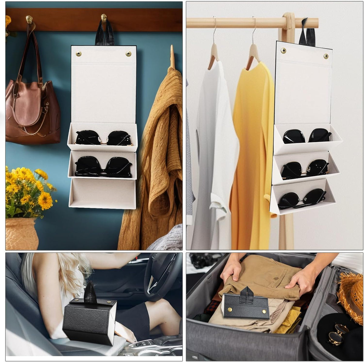 Travel Sunglasses Organizer, Sunglasses Travel Case for Multiple Pairs