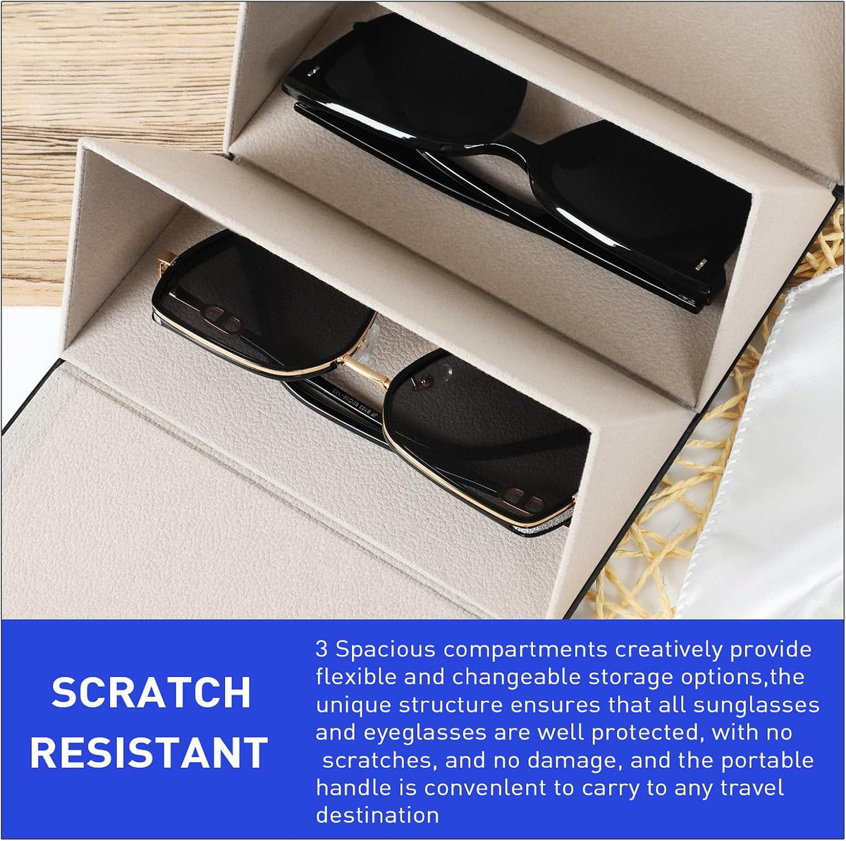 Travel Sunglasses Organizer, Sunglasses Travel Case for Multiple Pairs