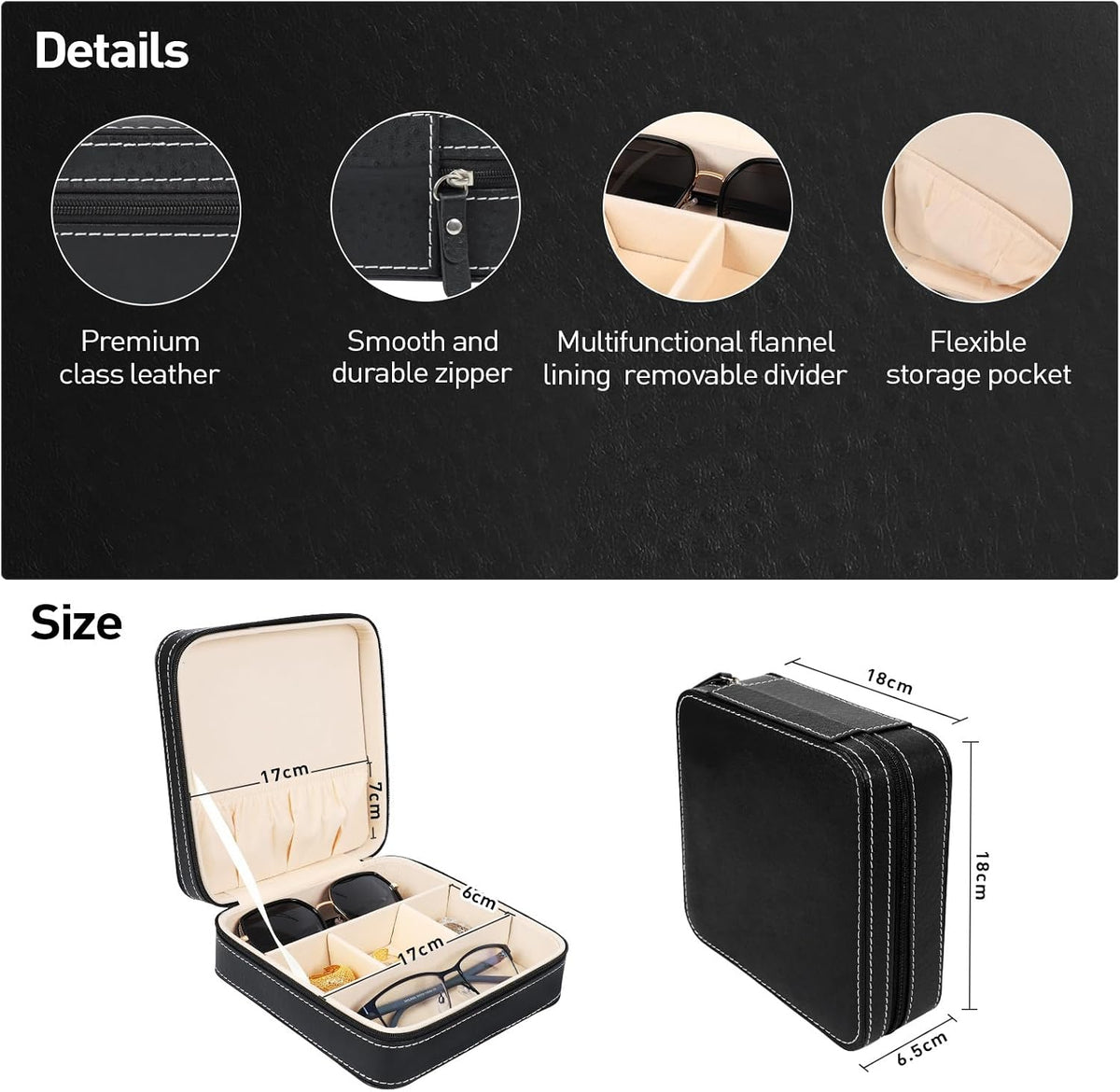 Travel Sunglasses Organizer, Sunglasses Travel Case for Multiple Pairs