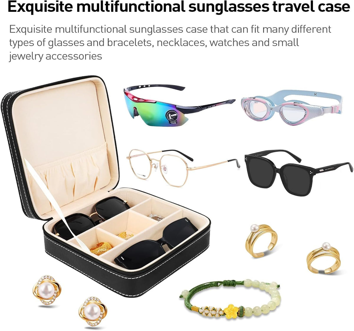 Travel Sunglasses Organizer, Sunglasses Travel Case for Multiple Pairs