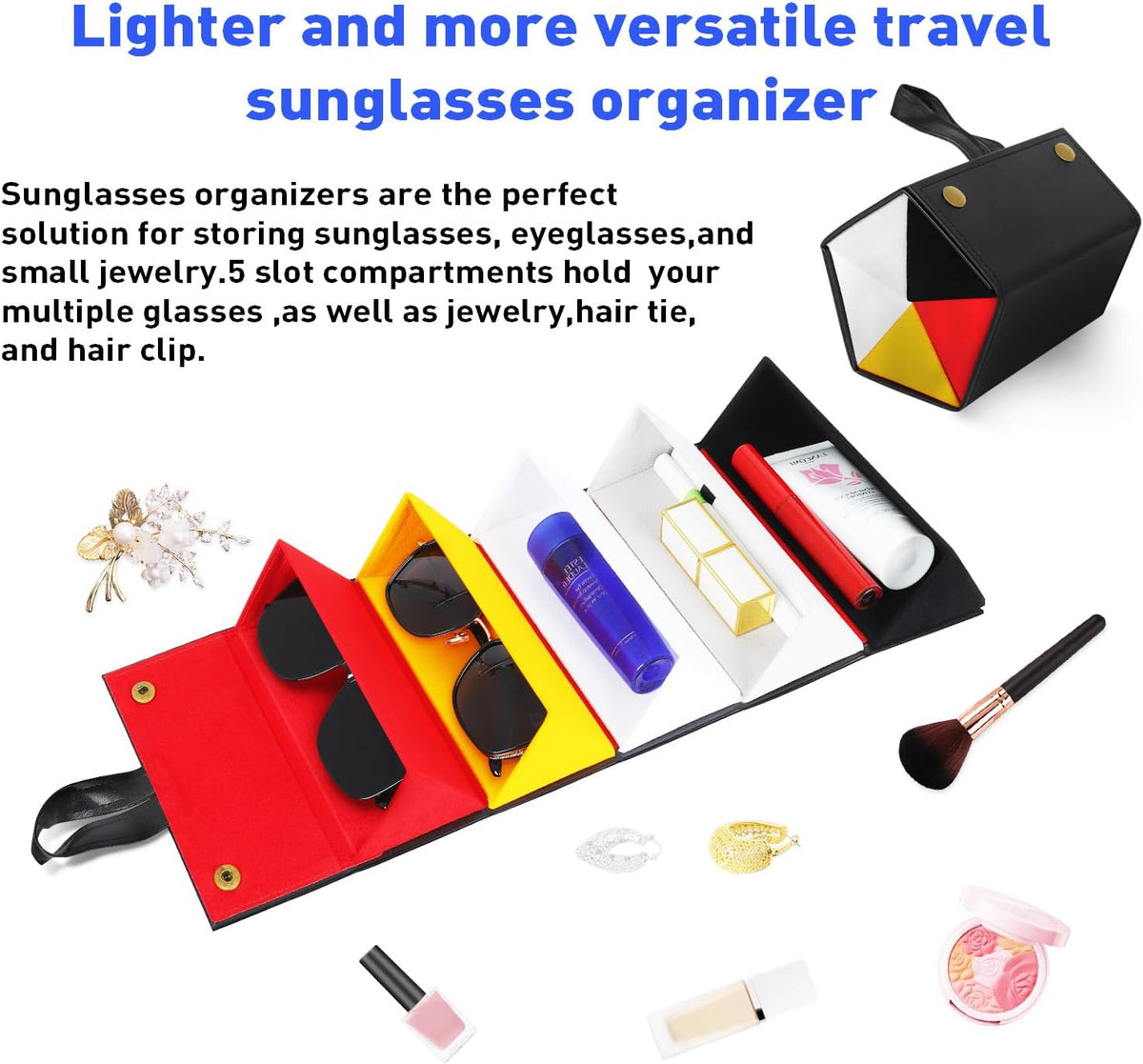 Travel Sunglasses Organizer, Sunglasses Travel Case for Multiple Pairs