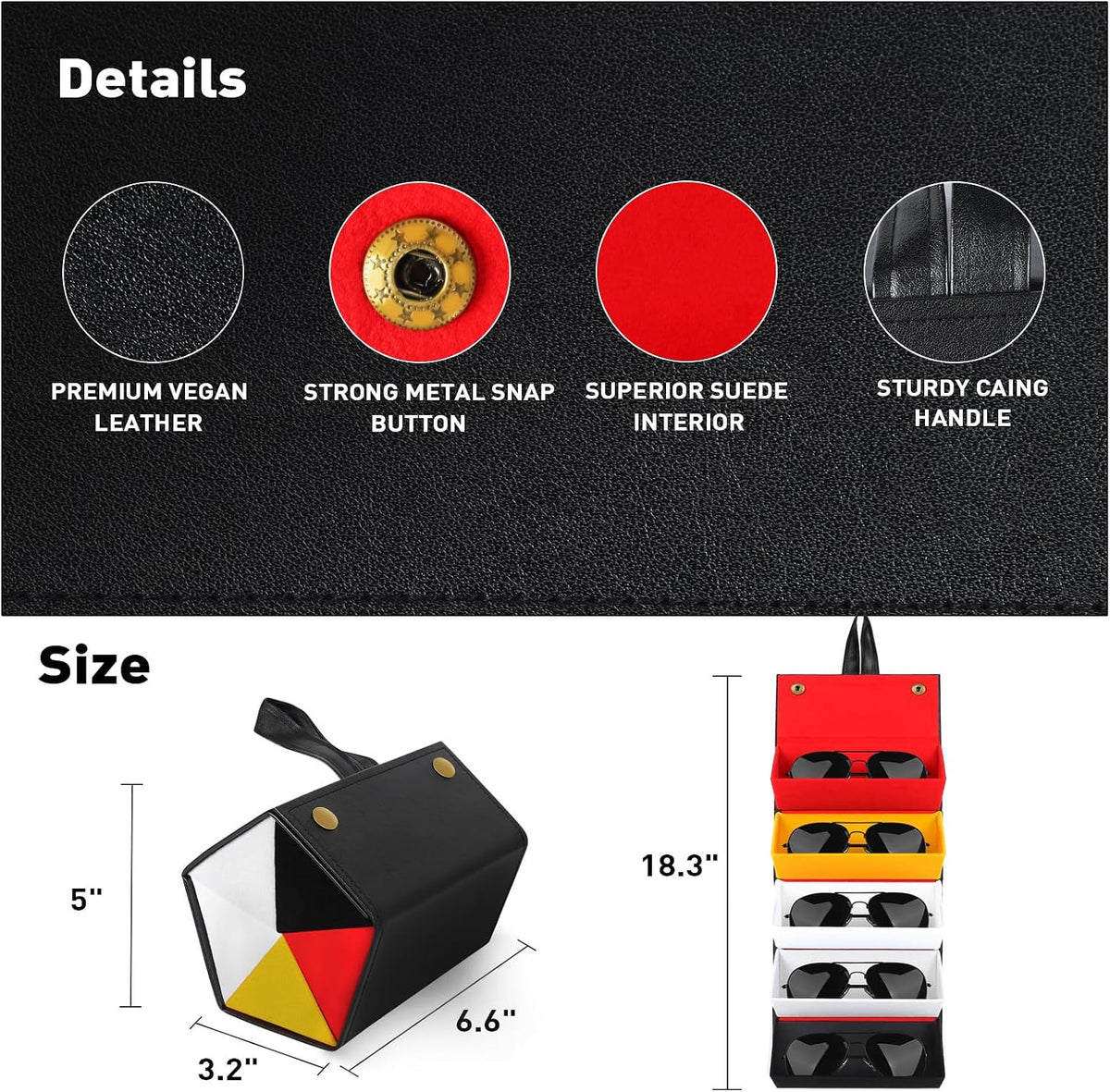 Travel Sunglasses Organizer, Sunglasses Travel Case for Multiple Pairs