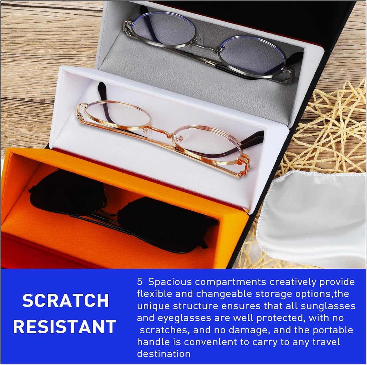 Travel Sunglasses Organizer, Sunglasses Travel Case for Multiple Pairs