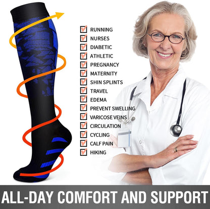 6 Pack Copper Compression Socks for Women and Men Circulation-Best Support for Medical,Running,Nursing,Athletic - Colors B
