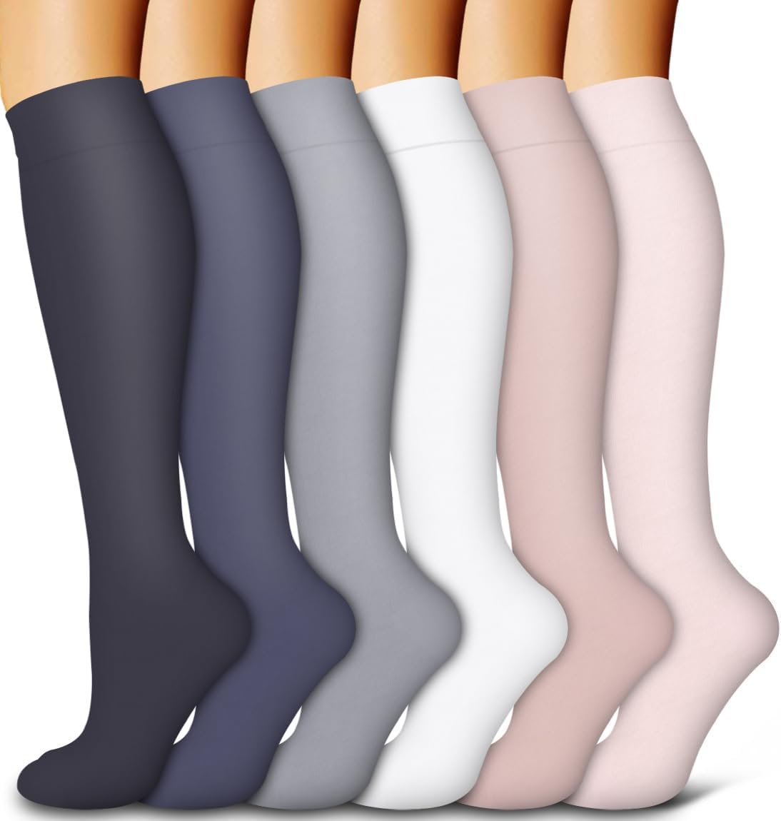 6 Pack Copper Compression Socks for Women and Men Circulation-Best Support for Medical,Running,Nursing,Athletic - Colors B