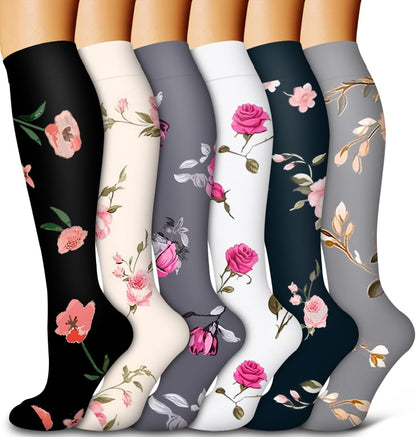 6 Pack Copper Compression Socks for Women and Men Circulation-Best Support for Medical,Running,Nursing,Athletic - Colors B