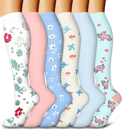 6 Pack Copper Compression Socks for Women and Men Circulation-Best Support for Medical,Running,Nursing,Athletic - Colors B