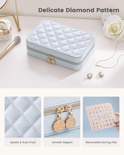 Travel Jewelry Case with Clear Bag for Women Girls -Medium/Beige