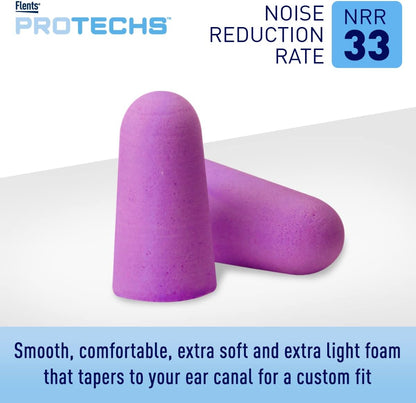 Protechs Quiet Time Foam Ear Plugs, NRR 33, 10 Pair, Purple