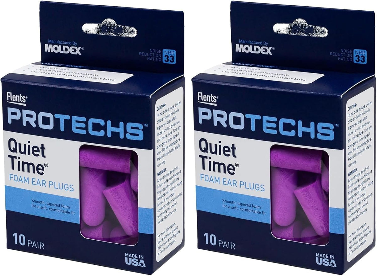 Protechs Quiet Time Foam Ear Plugs, NRR 33, 10 Pair, Purple