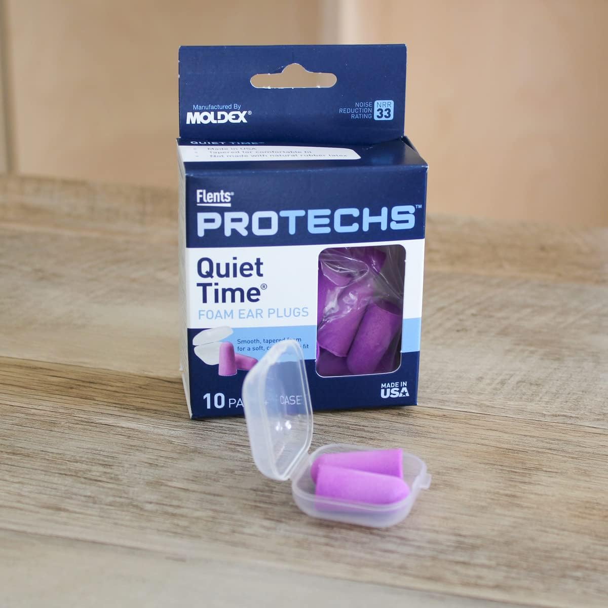 Protechs Quiet Time Foam Ear Plugs, NRR 33, 10 Pair, Purple