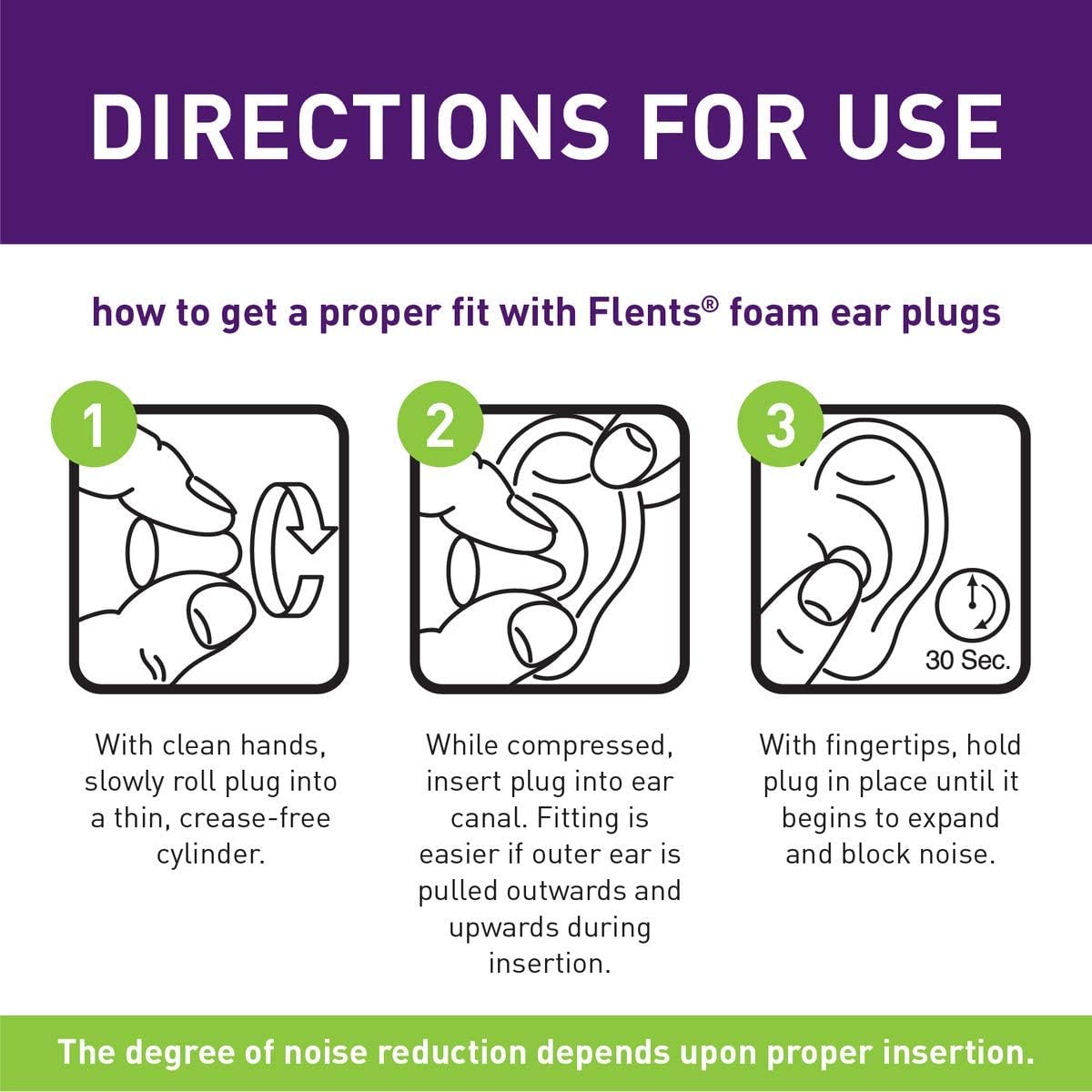 Protechs Quiet Time Foam Ear Plugs, NRR 33, 10 Pair, Purple