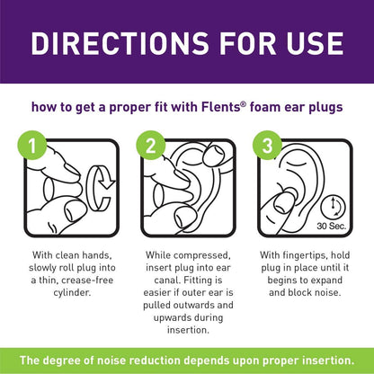 Protechs Quiet Time Foam Ear Plugs, NRR 33, 10 Pair, Purple
