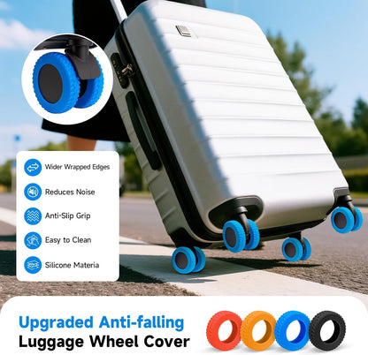 2026 Upgraded Luggage Wheel Covers, Silicone Protective Covers for 2-2.4" Suitcases Spinner Wheel, Wear-Resistant, Anti-Noise, Thickened Protector, Travel Accessories (Blue)