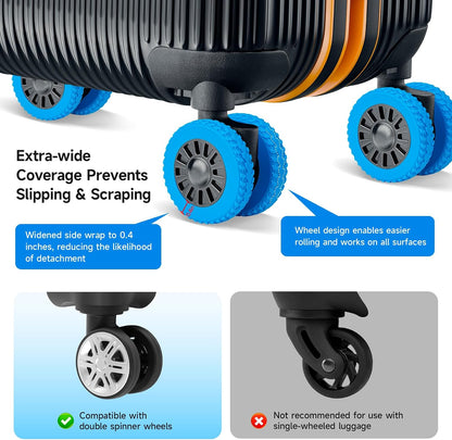 2026 Upgraded Luggage Wheel Covers, Silicone Protective Covers for 2-2.4" Suitcases Spinner Wheel, Wear-Resistant, Anti-Noise, Thickened Protector, Travel Accessories (Blue)