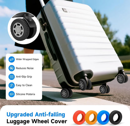 2026 Upgraded Luggage Wheel Covers, Silicone Protective Covers for 2-2.4" Suitcases Spinner Wheel, Wear-Resistant, Anti-Noise, Thickened Protector, Travel Accessories (Blue)