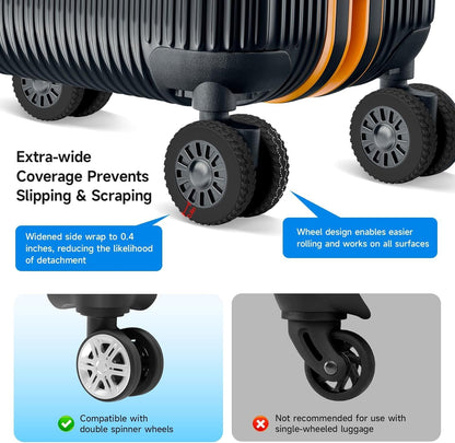 2026 Upgraded Luggage Wheel Covers, Silicone Protective Covers for 2-2.4" Suitcases Spinner Wheel, Wear-Resistant, Anti-Noise, Thickened Protector, Travel Accessories (Blue)