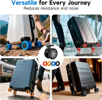 2026 Upgraded Luggage Wheel Covers, Silicone Protective Covers for 2-2.4" Suitcases Spinner Wheel, Wear-Resistant, Anti-Noise, Thickened Protector, Travel Accessories (Blue)