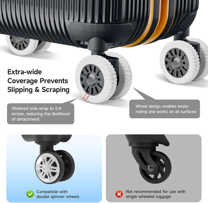 2026 Upgraded Luggage Wheel Covers, Silicone Protective Covers for 2-2.4" Suitcases Spinner Wheel, Wear-Resistant, Anti-Noise, Thickened Protector, Travel Accessories (Blue)