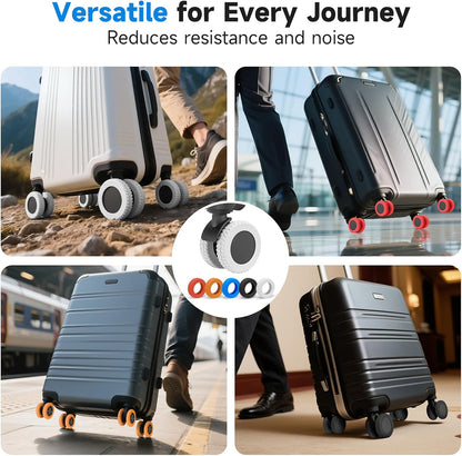 2026 Upgraded Luggage Wheel Covers, Silicone Protective Covers for 2-2.4" Suitcases Spinner Wheel, Wear-Resistant, Anti-Noise, Thickened Protector, Travel Accessories (Blue)