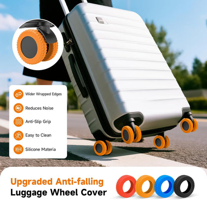 2026 Upgraded Luggage Wheel Covers, Silicone Protective Covers for 2-2.4" Suitcases Spinner Wheel, Wear-Resistant, Anti-Noise, Thickened Protector, Travel Accessories (Blue)