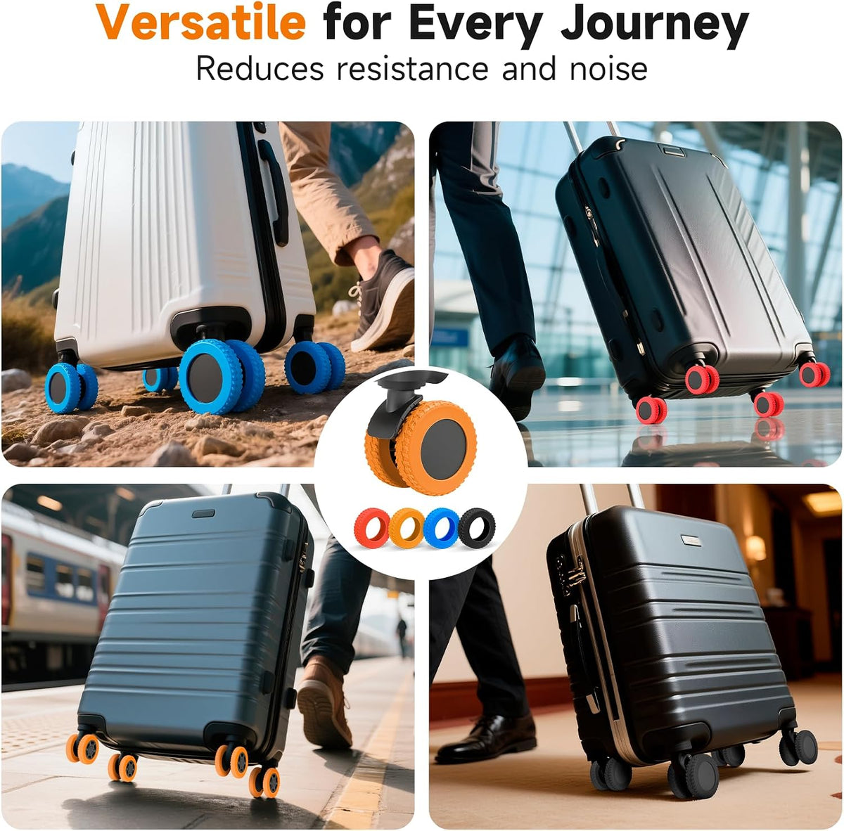 2026 Upgraded Luggage Wheel Covers, Silicone Protective Covers for 2-2.4" Suitcases Spinner Wheel, Wear-Resistant, Anti-Noise, Thickened Protector, Travel Accessories (Blue)