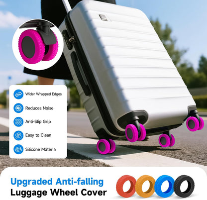 2026 Upgraded Luggage Wheel Covers, Silicone Protective Covers for 2-2.4" Suitcases Spinner Wheel, Wear-Resistant, Anti-Noise, Thickened Protector, Travel Accessories (Blue)