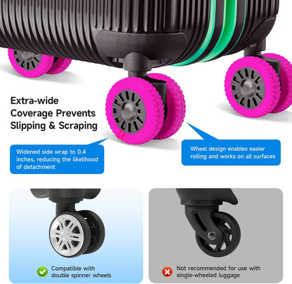 2026 Upgraded Luggage Wheel Covers, Silicone Protective Covers for 2-2.4" Suitcases Spinner Wheel, Wear-Resistant, Anti-Noise, Thickened Protector, Travel Accessories (Blue)