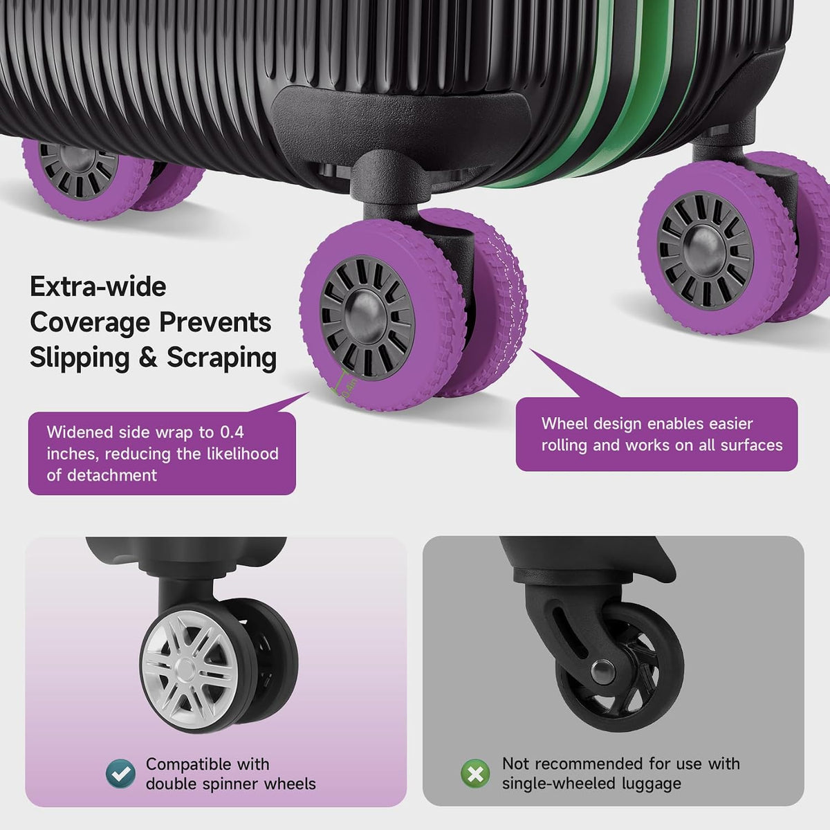 2026 Upgraded Luggage Wheel Covers, Silicone Protective Covers for 2-2.4" Suitcases Spinner Wheel, Wear-Resistant, Anti-Noise, Thickened Protector, Travel Accessories (Blue)