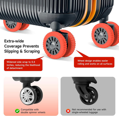 2026 Upgraded Luggage Wheel Covers, Silicone Protective Covers for 2-2.4" Suitcases Spinner Wheel, Wear-Resistant, Anti-Noise, Thickened Protector, Travel Accessories (Blue)