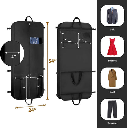 Garment Bags for Travel 54 in Tri-fold Suit Bags, Black