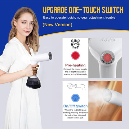 Steamer for Clothes 1350W, Portable Handheld Clothes Steamer for Home & Travel, Upgraded 400ML Tank, Fast Heat-Up Wrinkle Remover with Leak-Proof Design
