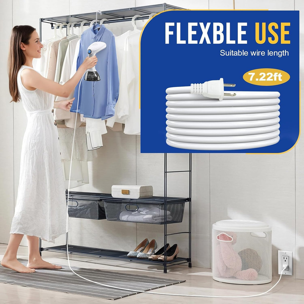 Steamer for Clothes 1350W, Portable Handheld Clothes Steamer for Home & Travel, Upgraded 400ML Tank, Fast Heat-Up Wrinkle Remover with Leak-Proof Design