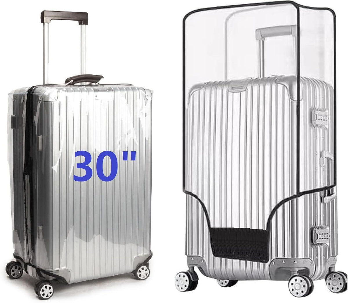 Clear PVC Suitcase Cover Protectors Transparent Luggage Cover Waterproof Wheeled Suitcase Dust Cover Dustproof Travel Luggage Sleeve Protector (30")